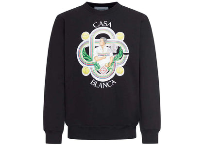 Casablanca Le Joueur Printed Sweatshirt Black - apparel view 2