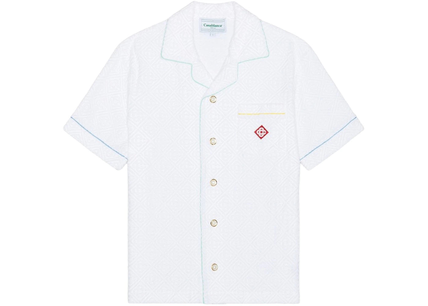 Casablanca Monogram Towelling Short Sleeve Shirt White - vue secondaire A