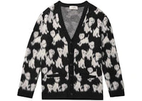 Celine Brushed Cotton-Blend Jacquard Cardigan Black