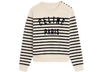 Celine Crew Neck Mariniere Cotton Sweater Off White/Black