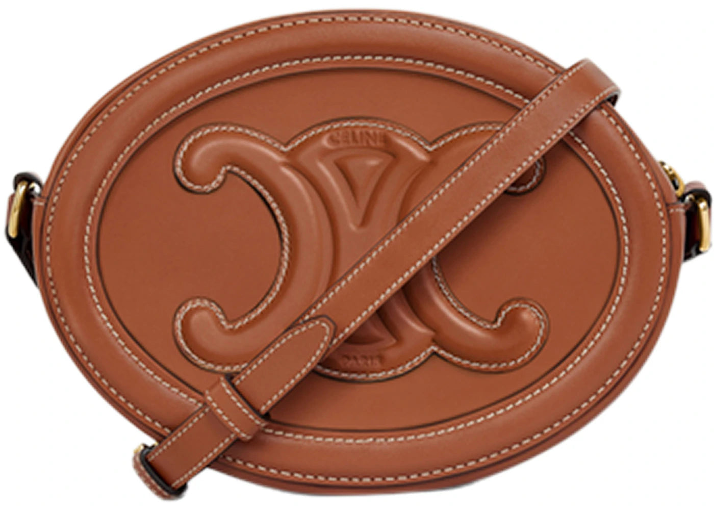 Celine Crossbody-Geldbörse aus ovalem Leder mit Triumph-Stickerei, hellbraun - vue secondaire B