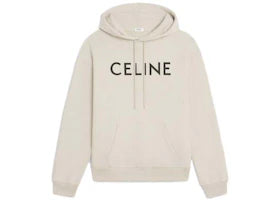 Celine Loose Cotton Fleece Hoodie Cream/Black - vue 360