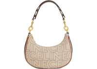 Celine Ava Schultertasche (mittelgroß) aus Textil mit Celine-Allover-Print, Farbe Natur/Hellbraun