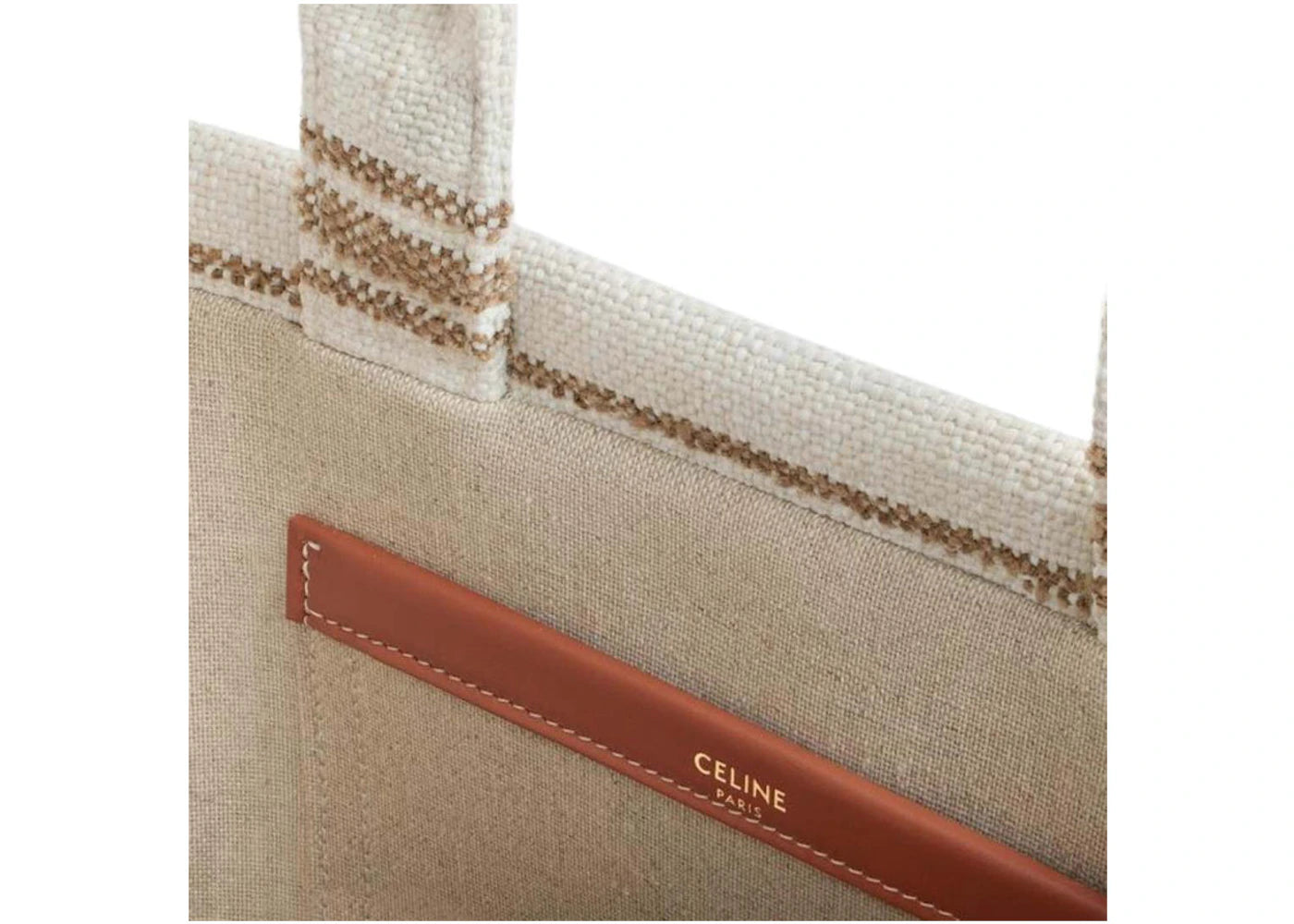 Celine Small Cabas Striped Textile with Celine Jacquard Tote Tobacco/Tan - vue secondaire B
