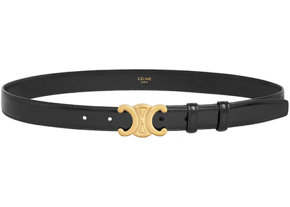 Celine Triomphe 25MM IN Taurillon Leather Gold Finish Buckle Belt Black - authentic Celine product