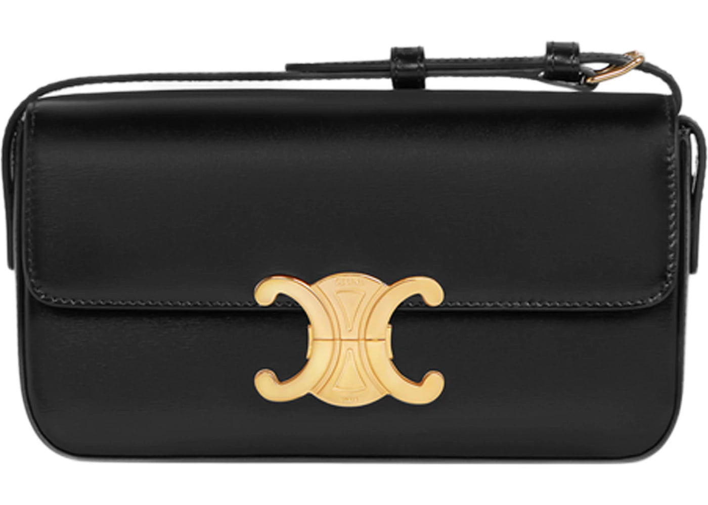 Celine Shoulder Bag Claude in Shiny Calfskin Leather Black