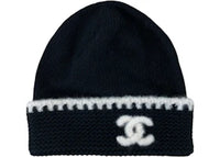 Chanel CC Logo Laciness Beanie Black/White