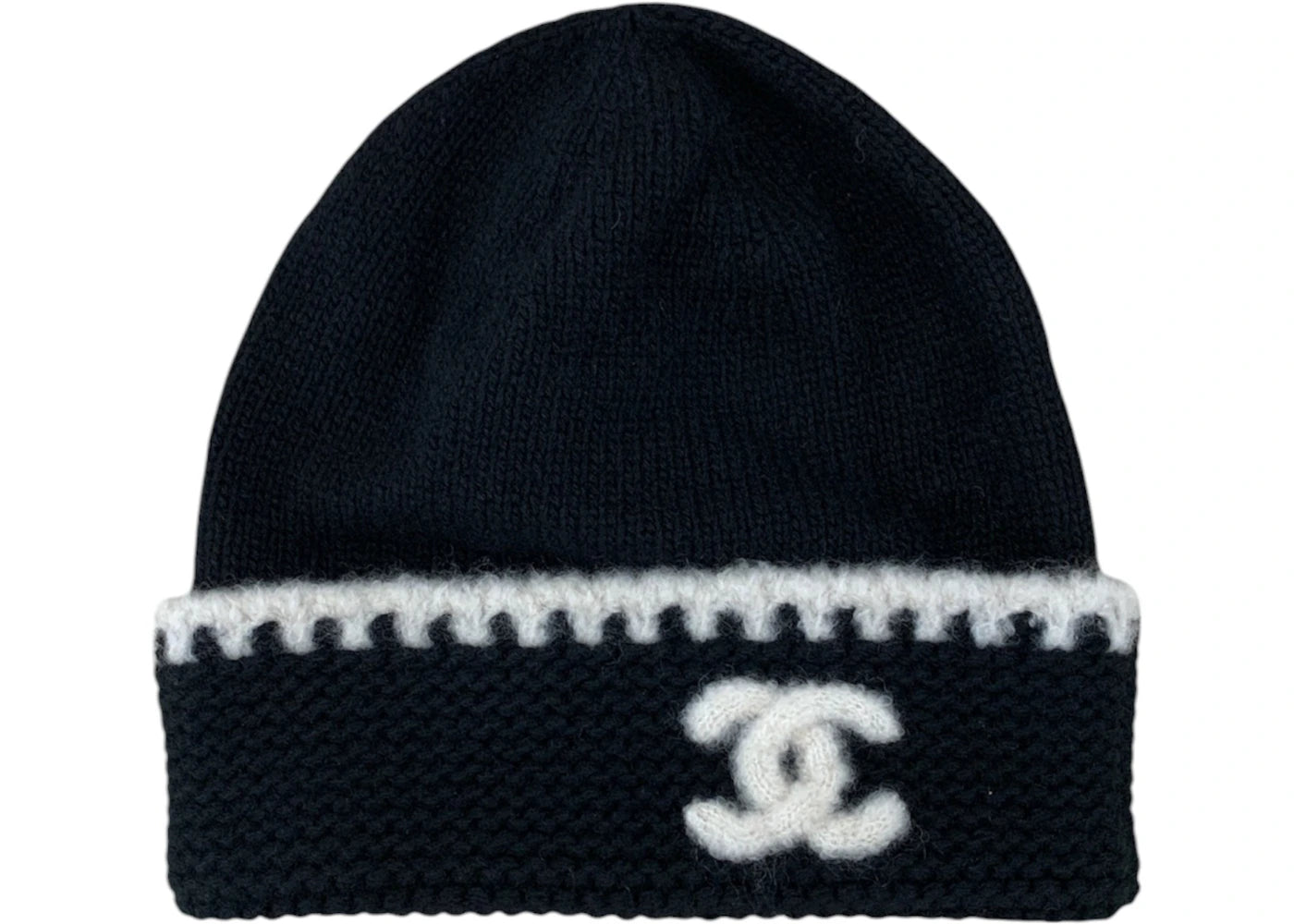 Chanel CC Logo Laciness Beanie Black/White - vue secondaire A