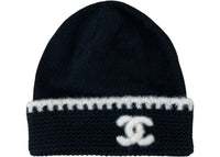 Chanel CC Logo Laciness Beanie Black/White