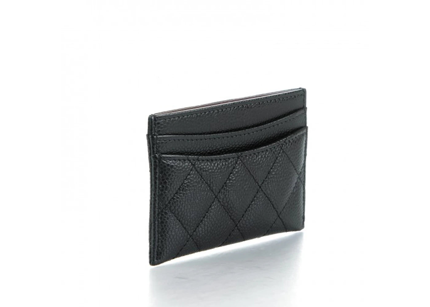 Chanel Kartenetui, gesteppt, Caviar-Optik, silberfarben, schwarz - vue secondaire B