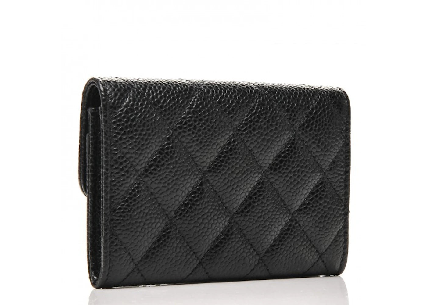 Chanel Flap Card Holder Quilted Caviar Silver-tone Black - vue secondaire A