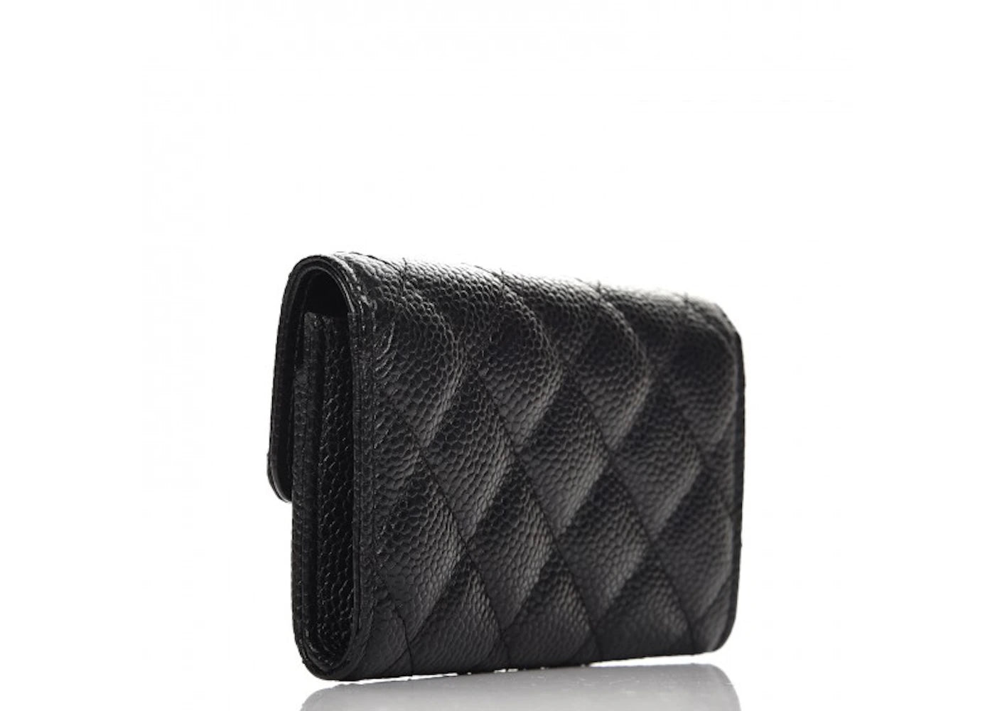 Chanel Card Holder Quilted Caviar Gold-tone Black - vue secondaire A