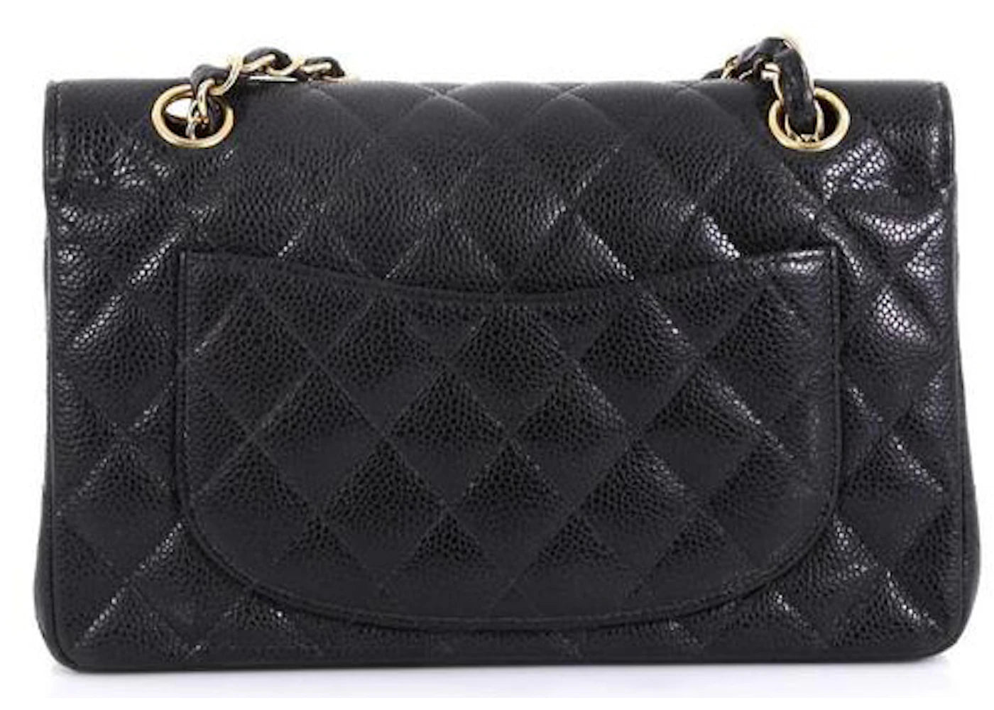 Chanel Classic Double Flap Quilted Caviar Gold-tone Small Black - vue secondaire A