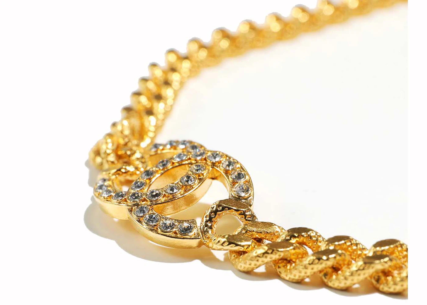 Chanel Crystal CC Logo Necklace Gold (AB8930) - vue secondaire A