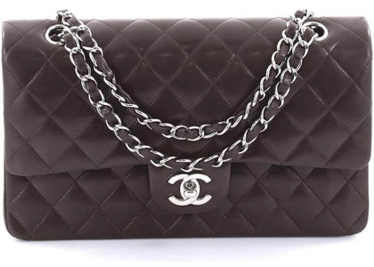 Chanel Double Flap Diamond Quilted Medium Dark Brown - authentic Chanel product
