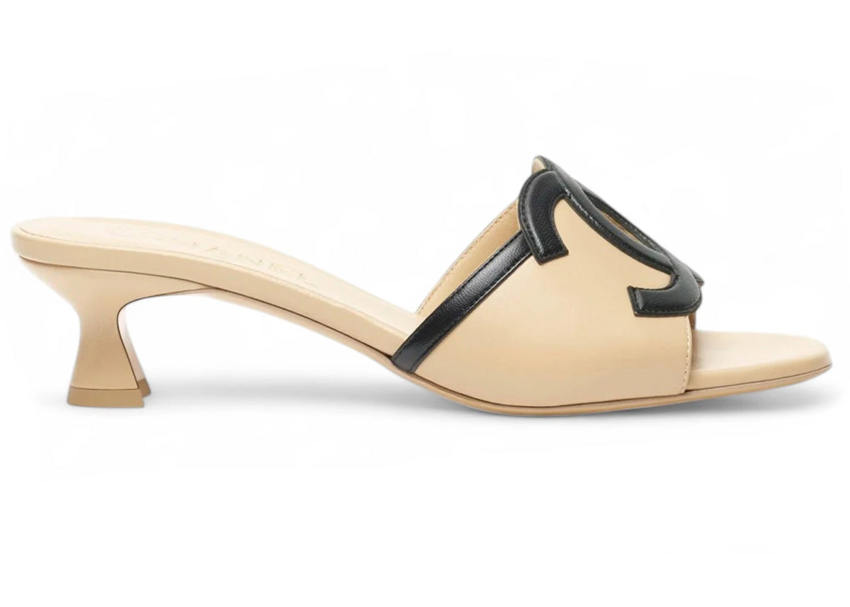 Chanel Lambskin Mule Beige Black - vue secondaire A