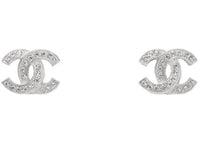 Chanel Metal and Strass Earrings Crystal Silver