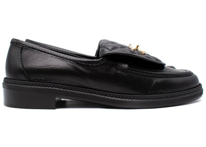 Chanel Quilted Tab Loafers Black Leather - authentic Chanel sneakers