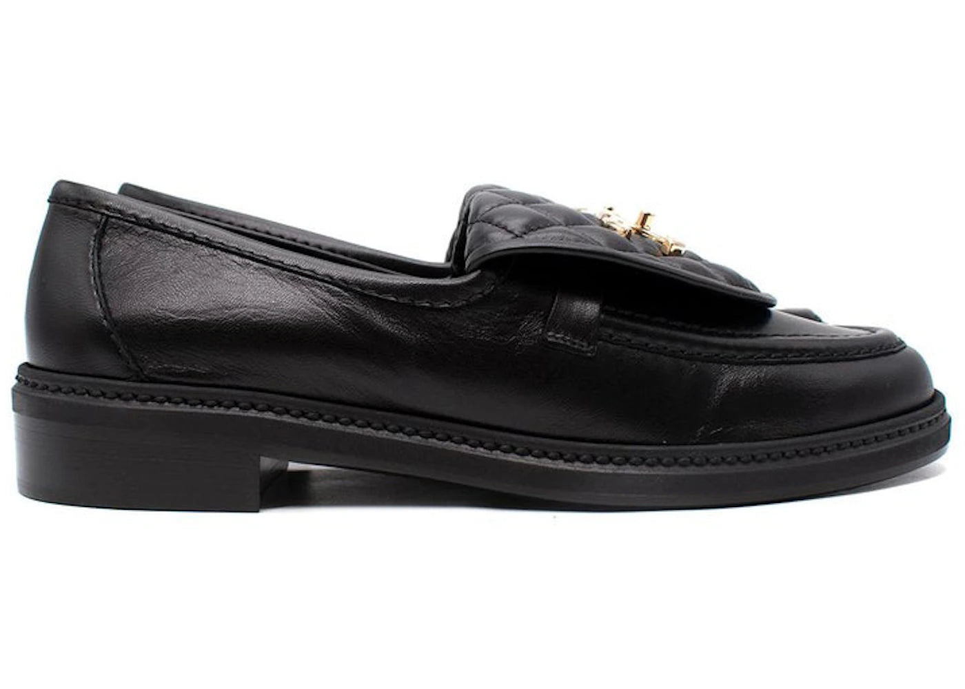 Chanel Slipper mit Stepplasche, schwarzes Leder - vue 360