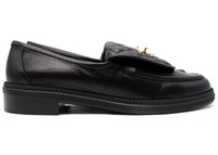 Chanel Slipper mit Stepplasche, schwarzes Leder