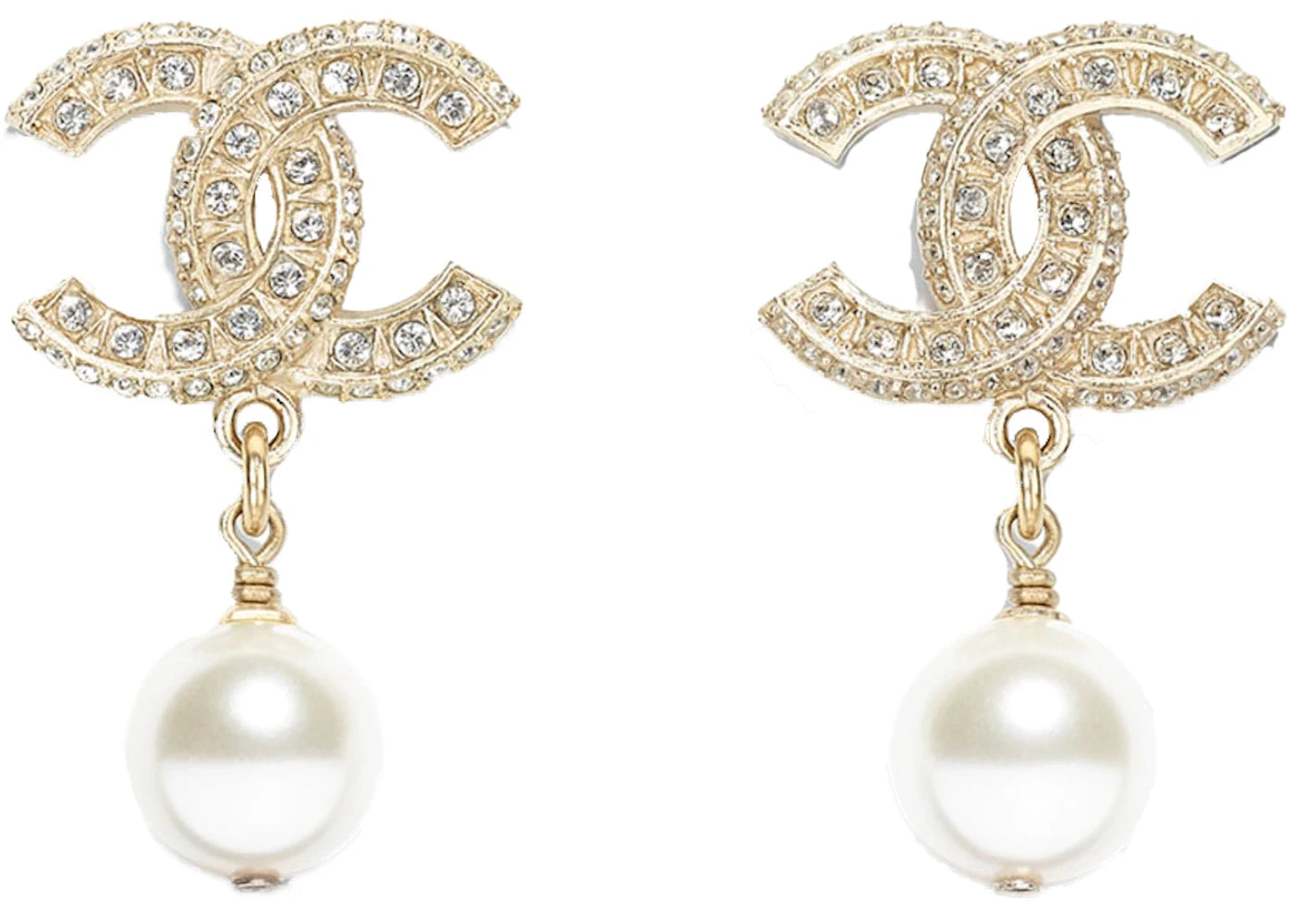 Chanel Resin and Strass Metal Earrings Gold/Transparent - vue 360