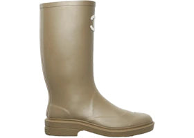 Chanel Rubber Rain Boots Dark Beige