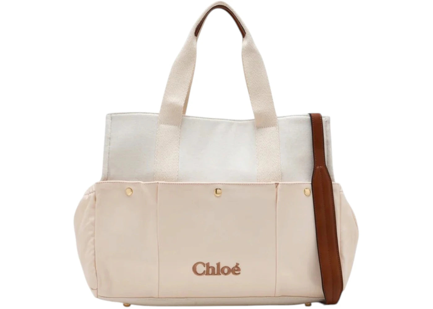 Chloe Logo-embroidered Changing Bag Beige - vue 360