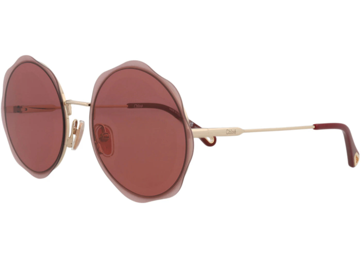 Chloe Round-Frame Metal Sunglasses Gold Gold Red (CH0202S-30014664-003) - vue secondaire B