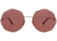 Chloe Round-Frame Metal Sunglasses Gold Gold Red (CH0202S-30014664-003)