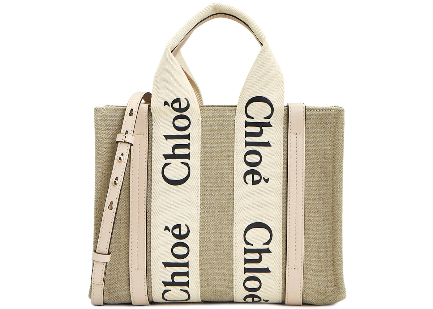 Chloe Woody Small Tote Beige - vue 360