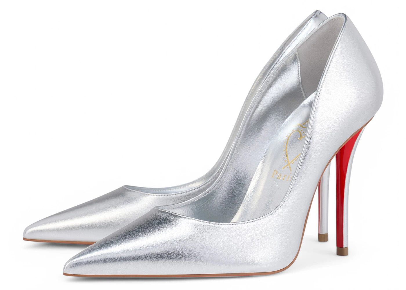 Christian Louboutin Miss Z 100mm Pump Silver Laminated Nappa Leather - vue secondaire B