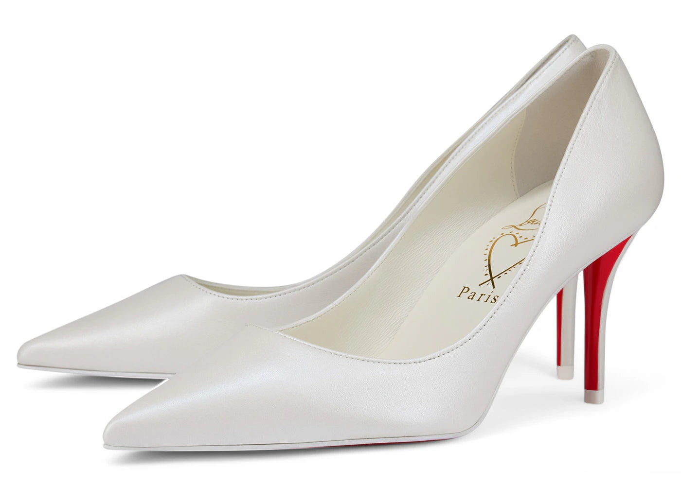 Christian Louboutin Miss Z 80mm Pump Bianco Pearlescent Nappa Leather - vue secondaire B