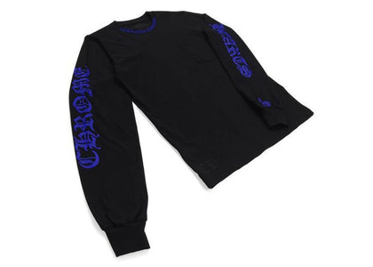 Chrome Hearts 1988 Neck Logo Langarm-T-Shirt Schwarz/Blau