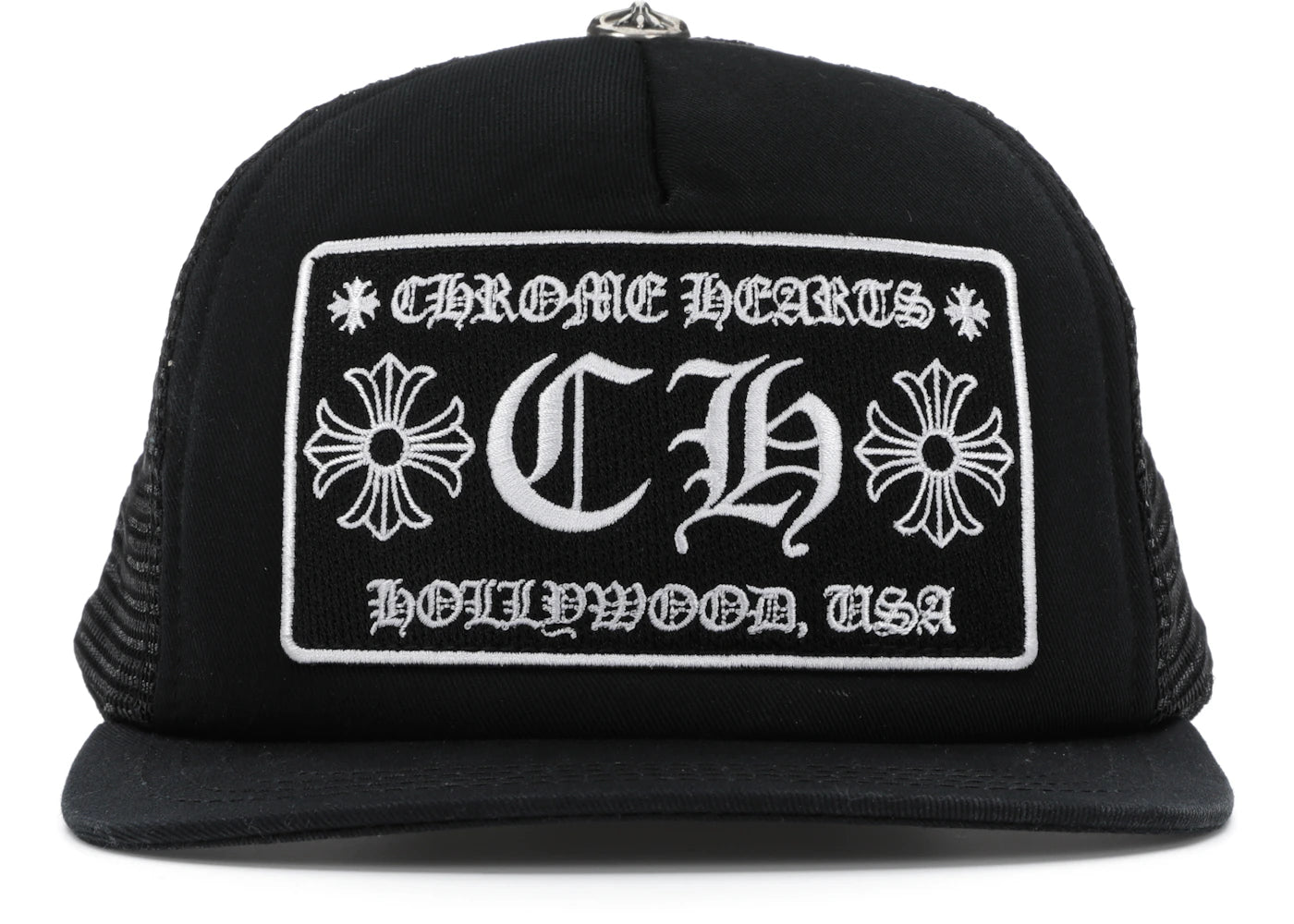 Chrome Hearts CH Hollywood Trucker Hat Schwarz/Schwarz - vue 360