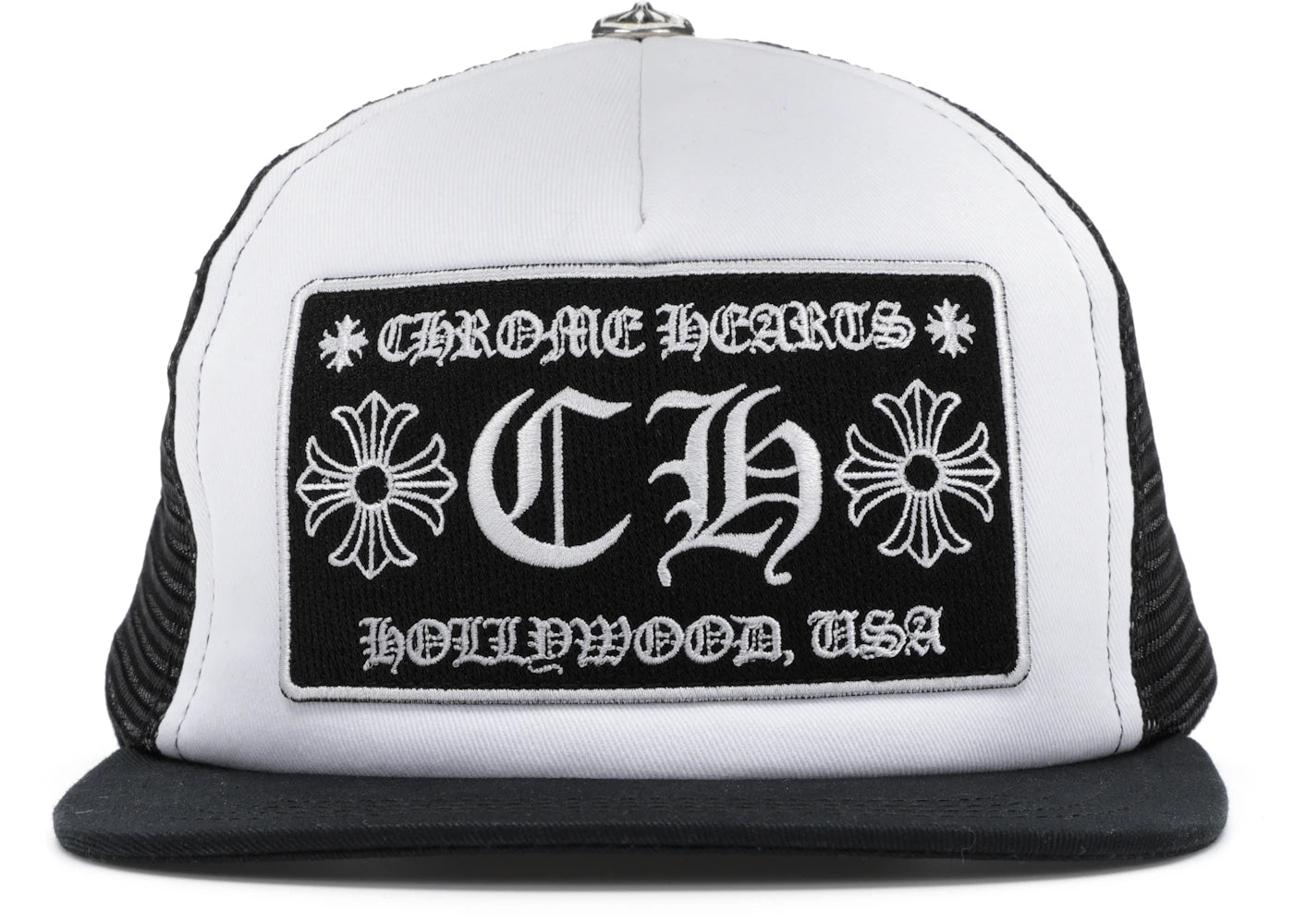 Chrome Hearts CH Hollywood Trucker Hat Schwarz/Weiß - vue 360