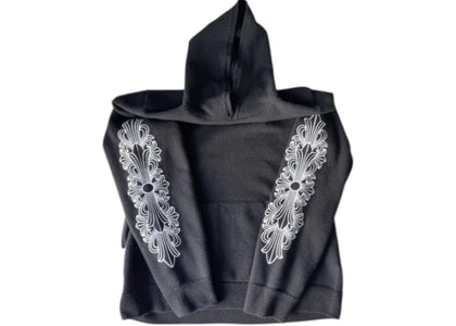 Chrome Hearts Kaschmir Hoodie mit Blumenmuster Schwarz/Weiß