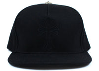 Chrome Hearts Cross Baseballkappe aus gewachstem Denim, schwarz