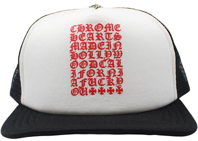 Chrome Hearts Eyechart Trucker Hat Schwarz/Weiß/Rot