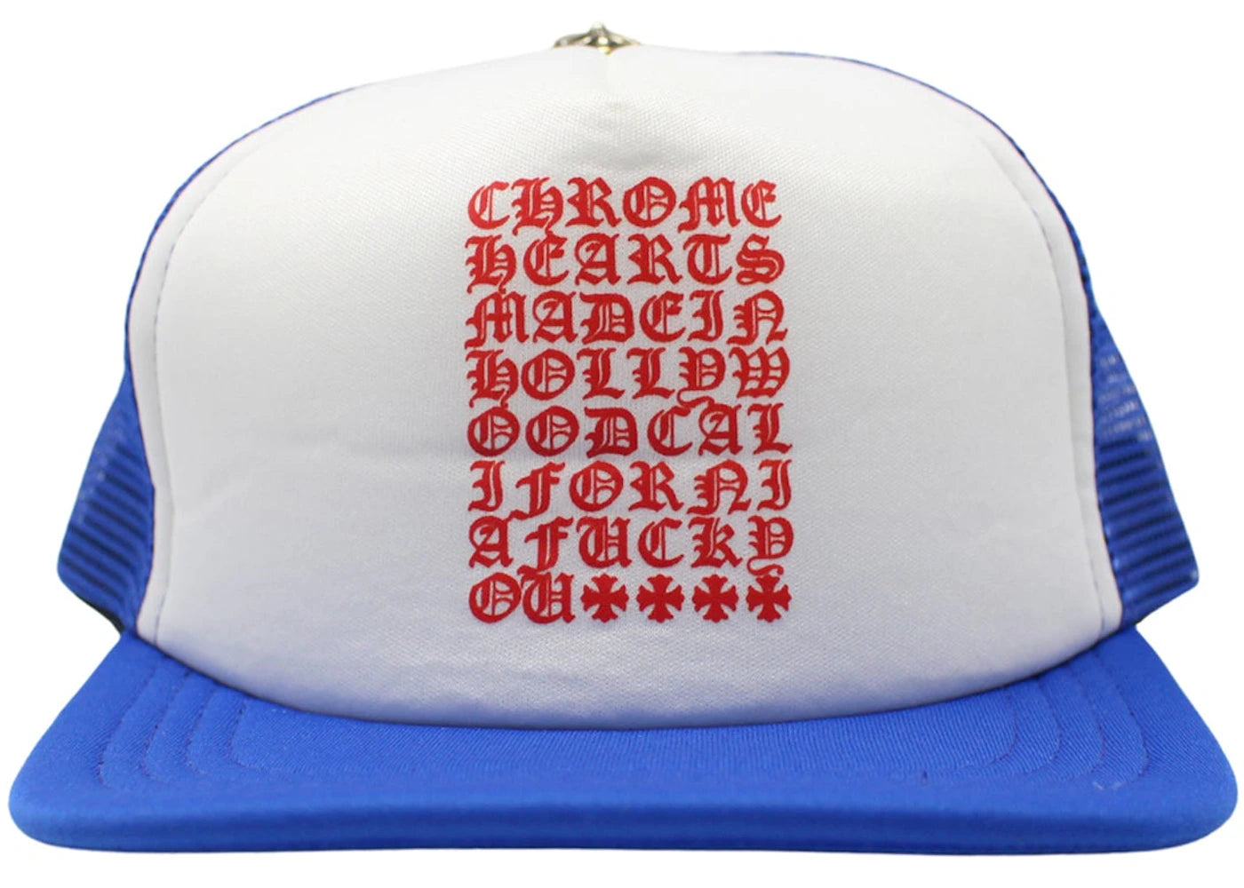 Chrome Hearts Eyechart Trucker Hat Blue/White/Red - vue 360