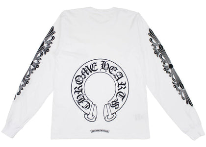 Chrome Hearts Floral Horseshoe Langarm-T-Shirt Weiß