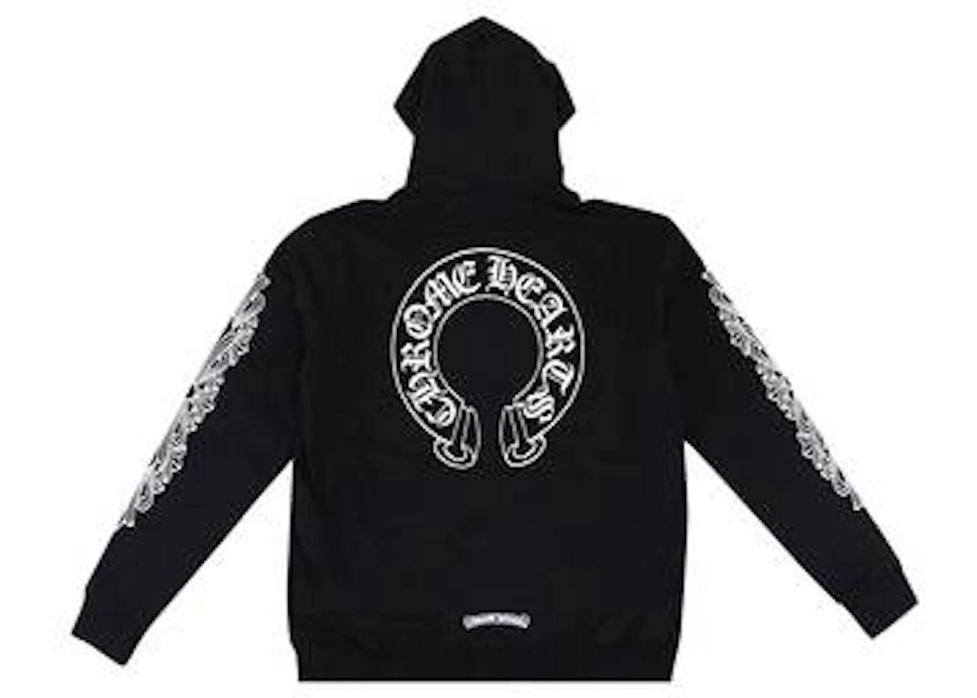 Chrome Hearts Horseshoe Floral Cross Zip-Up Hoodie mit Ärmelreißverschluss, Schwarz/Weiß - vue 360