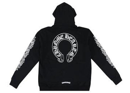 Chrome Hearts Horseshoe Floral Cross Sleeve Zip Up Hoodie Black/White - authentic Chrome Hearts apparel