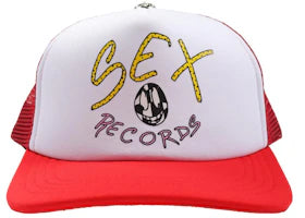 Chrome Hearts Matty Boy Sex Records Logo Trucker Hat Red/White - authentic Chrome Hearts product