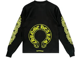 Chrome Hearts Neon Yellow Horseshoe Long Sleeve Tee Black/Neon - vue 360