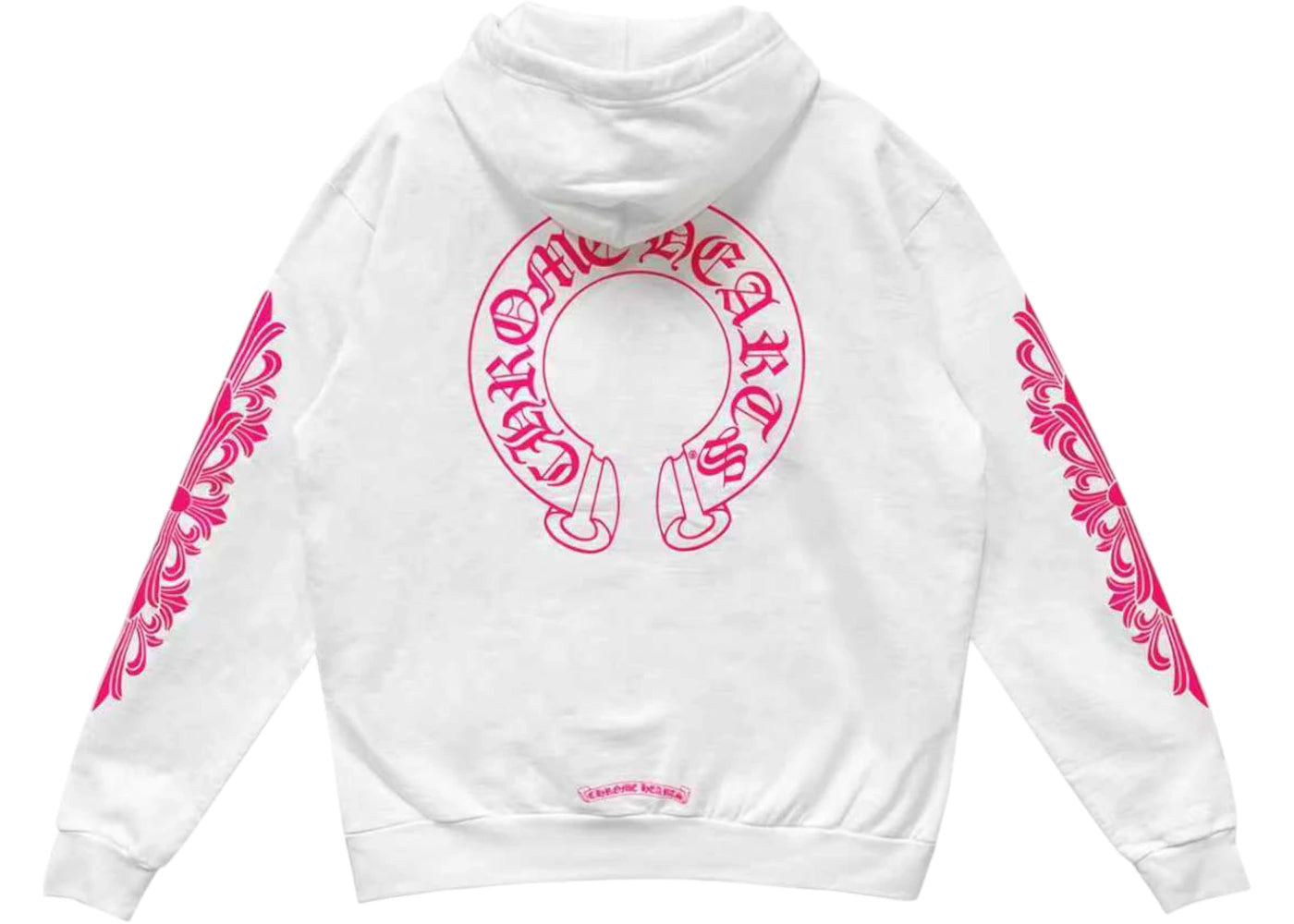 Chrome Hearts Pink Horseshoe Floral Sleeve Kapuzenpullover Weiß - vue secondaire A