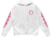 Chrome Hearts Pink Horseshoe Floral Sleeve Kapuzenpullover Weiß