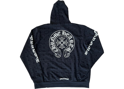 Chrome Hearts Plus Cross Allover Print mit Hufeisen-Logo Hoodie Schwarz