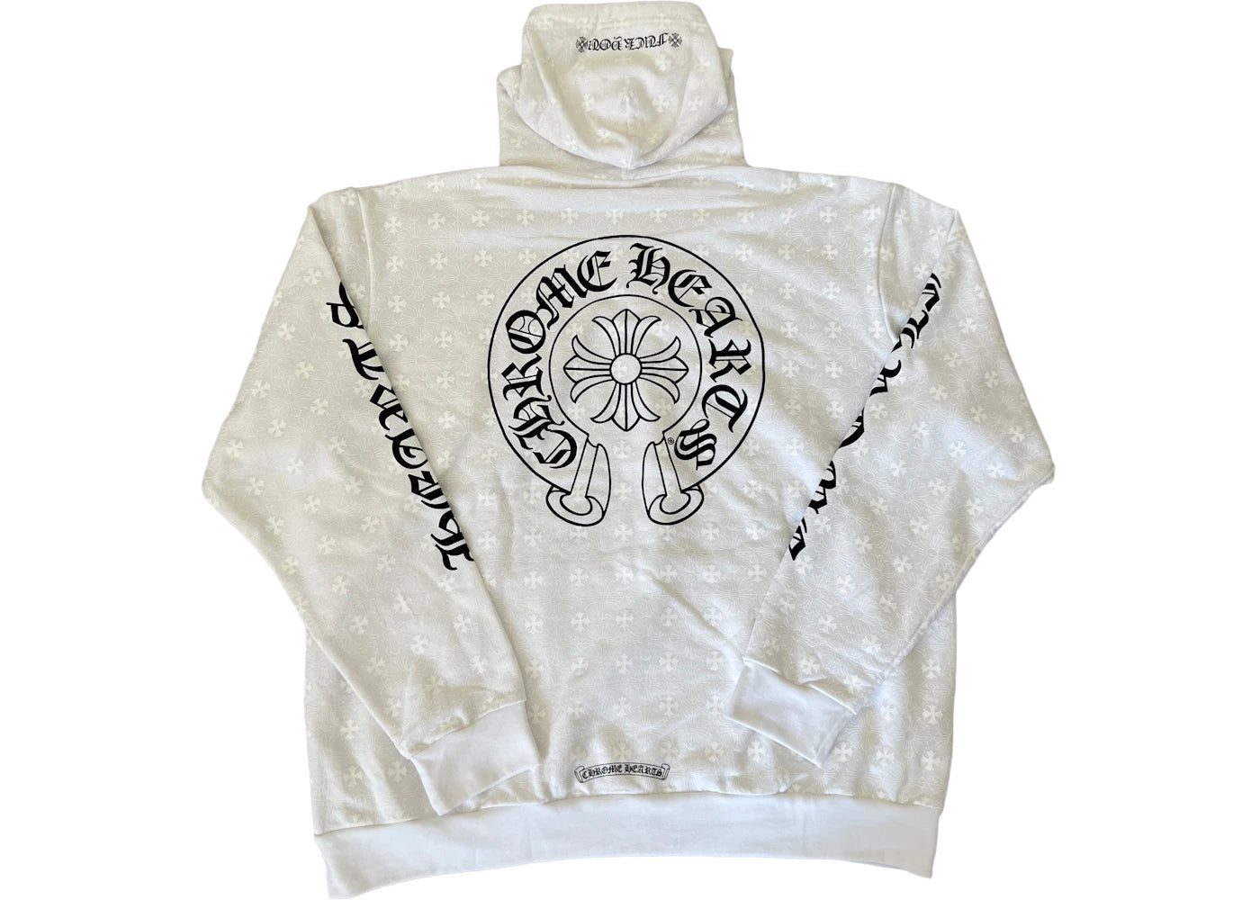 Chrome Hearts Plus Kreuz Hufeisen Hoodie Weiß - vue 360