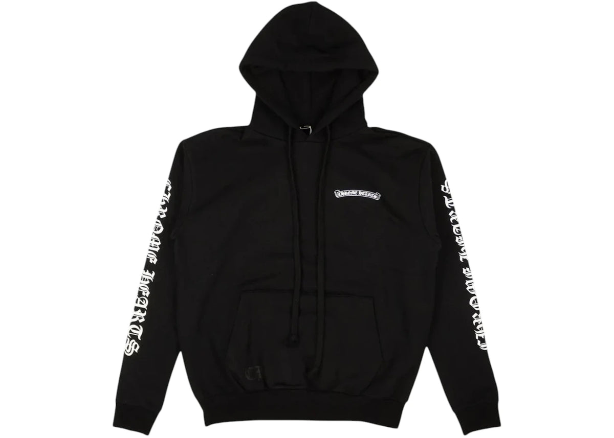 Chrome Hearts Scroll Logo Hoodie Black/White - vue 360