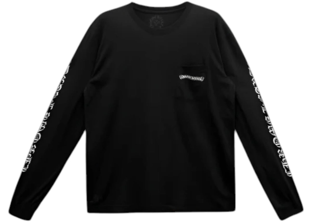 Chrome Hearts Scroll Logo Langarm-T-Shirt mit Tasche, Schwarz - vue secondaire A